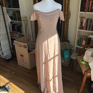 Elegant Off-Shoulder tan Dress